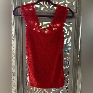 Express Red Lace Sleeveless Blouse